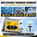 BIMOSONIC Variable Wave Ultrasonic Cleaner (10L/15L) | Precision Parts Washer with Degas – product details image 3