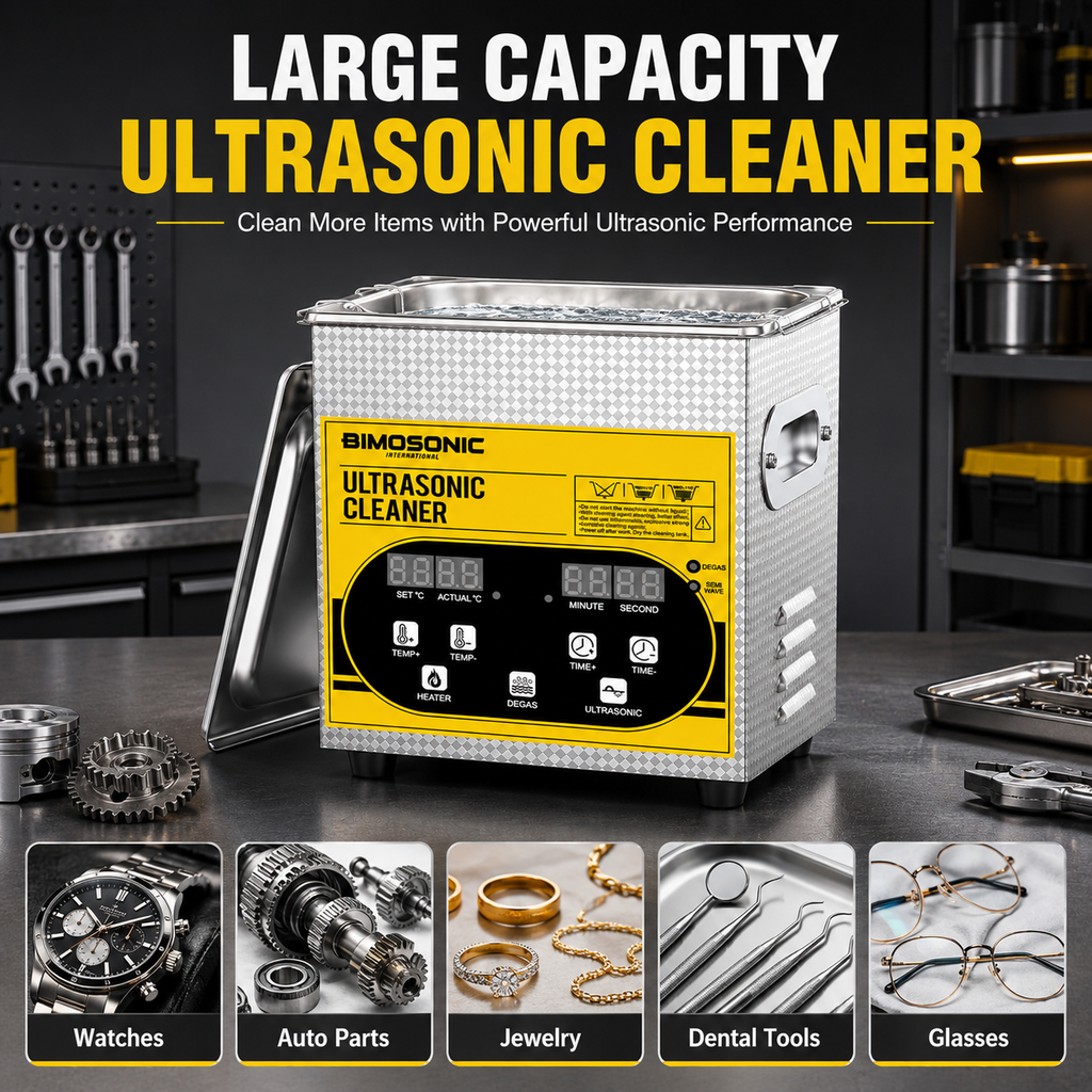 BIMOSONIC 2L Digital Ultrasonic Cleaner | 40kHz Parts & Jewelry Washer with Heater & Degas – product details image 11
