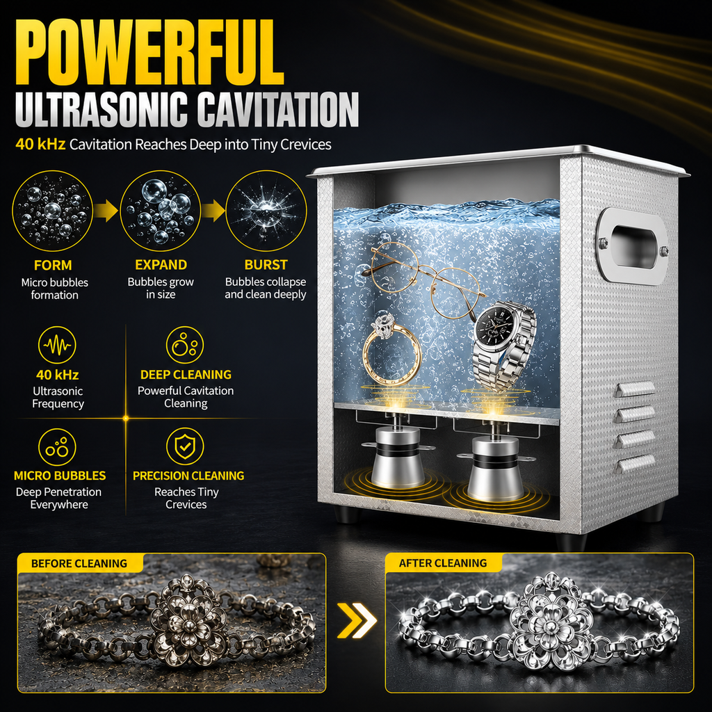 BIMOSONIC 2L Digital Ultrasonic Cleaner | 40kHz Parts & Jewelry Washer with Heater & Degas – product details image 12