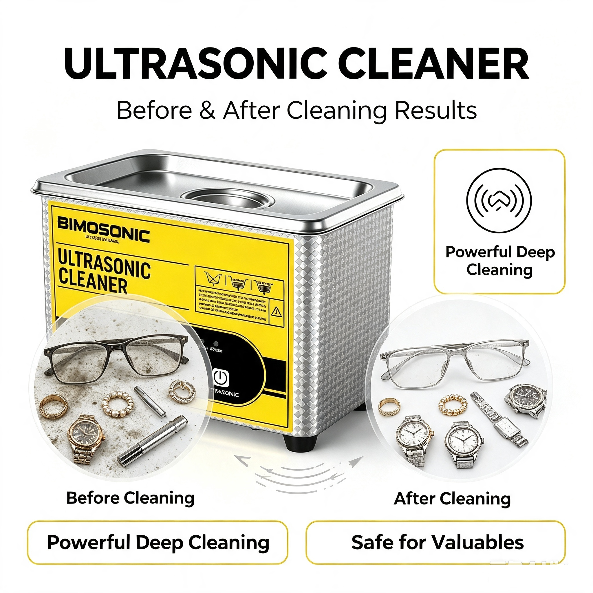 Bimo 2L Digital Ultrasonic Cleaner 40kHz Timer for Jewelry Glasses Watches Fuel Injector