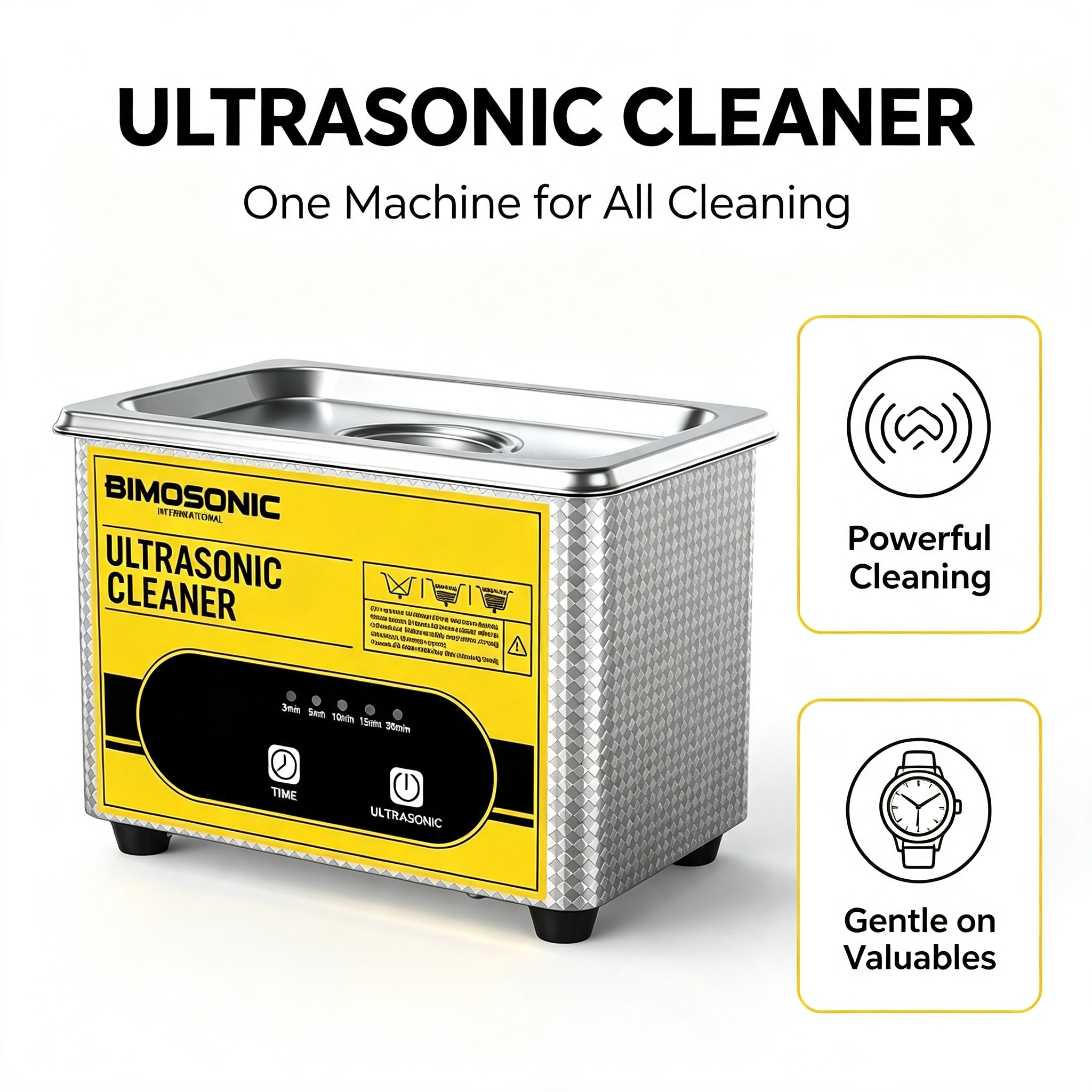 Bimo 2L Digital Ultrasonic Cleaner 40kHz Timer for Jewelry Glasses Watches Fuel Injector