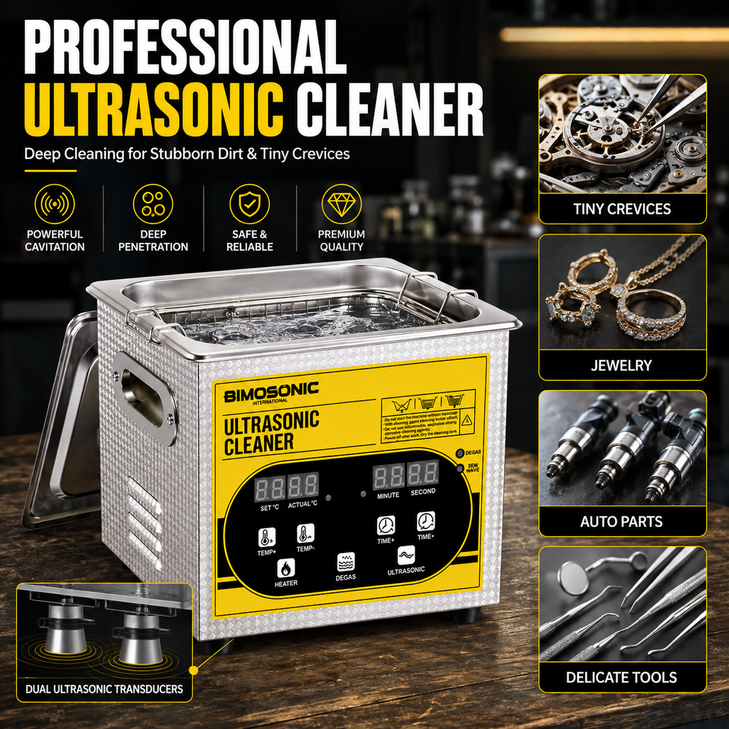 BIMOSONIC 2L Digital Ultrasonic Cleaner | 40kHz Parts & Jewelry Washer with Heater & Degas – product details image 5