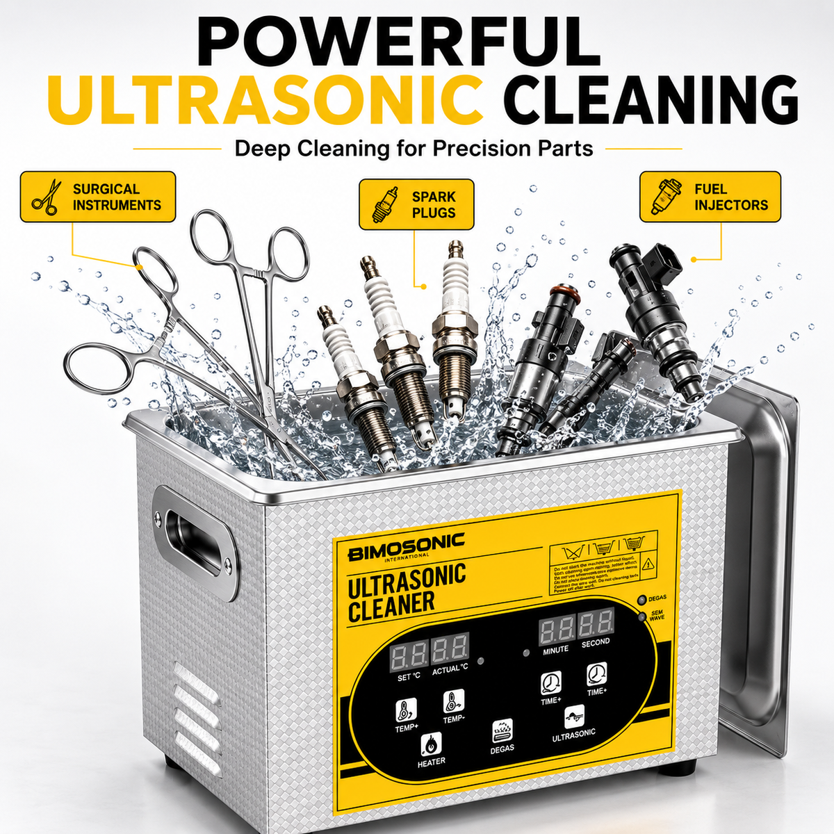 BIMOSONIC 2L Digital Ultrasonic Cleaner | 40kHz Parts & Jewelry Washer with Heater & Degas – product details image 7