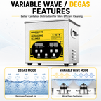 BIMOSONIC 2L Digital Ultrasonic Cleaner | 40kHz Parts & Jewelry Washer with Heater & Degas – product details image 8