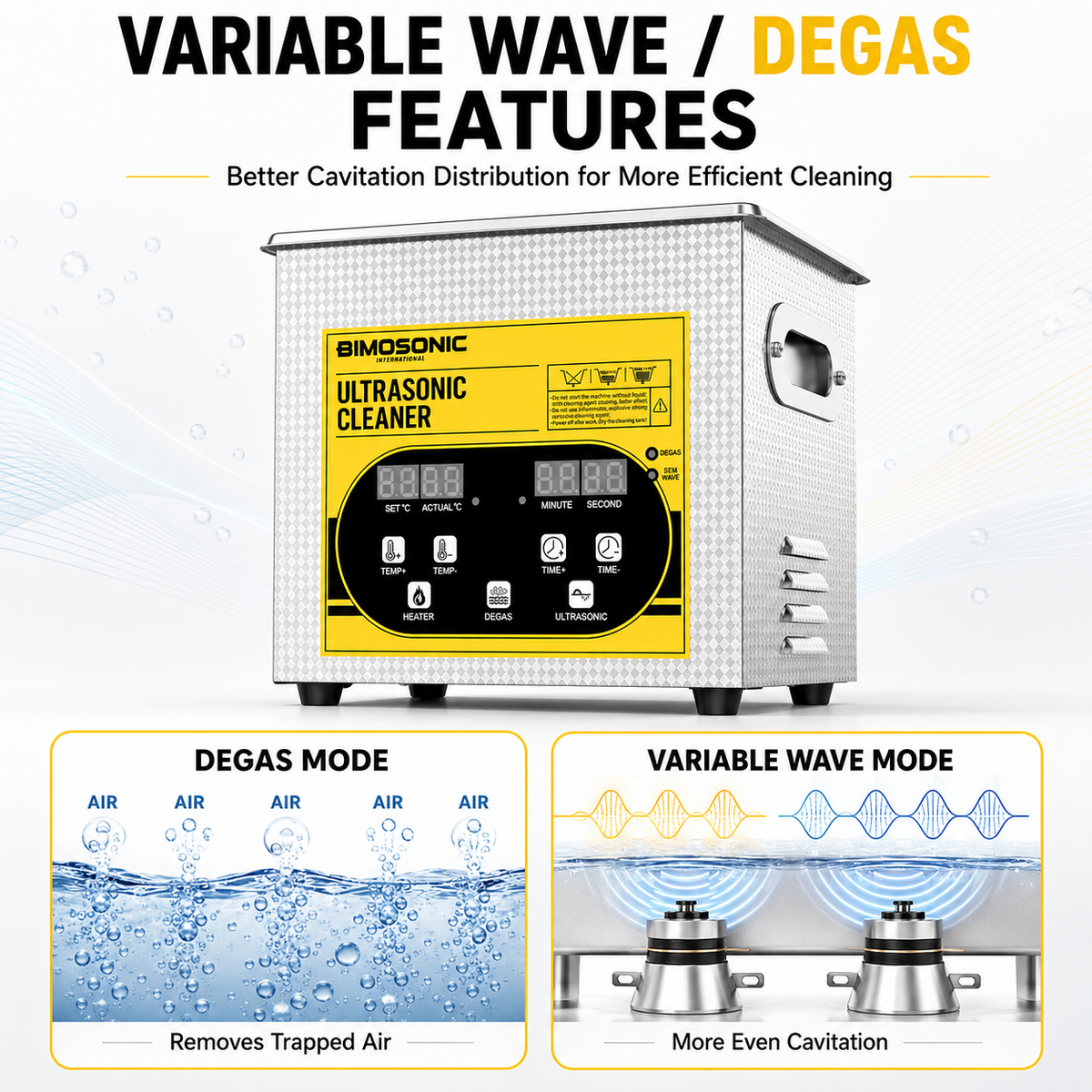 BIMOSONIC 2L Digital Ultrasonic Cleaner | 40kHz Parts & Jewelry Washer with Heater & Degas – product details image 8