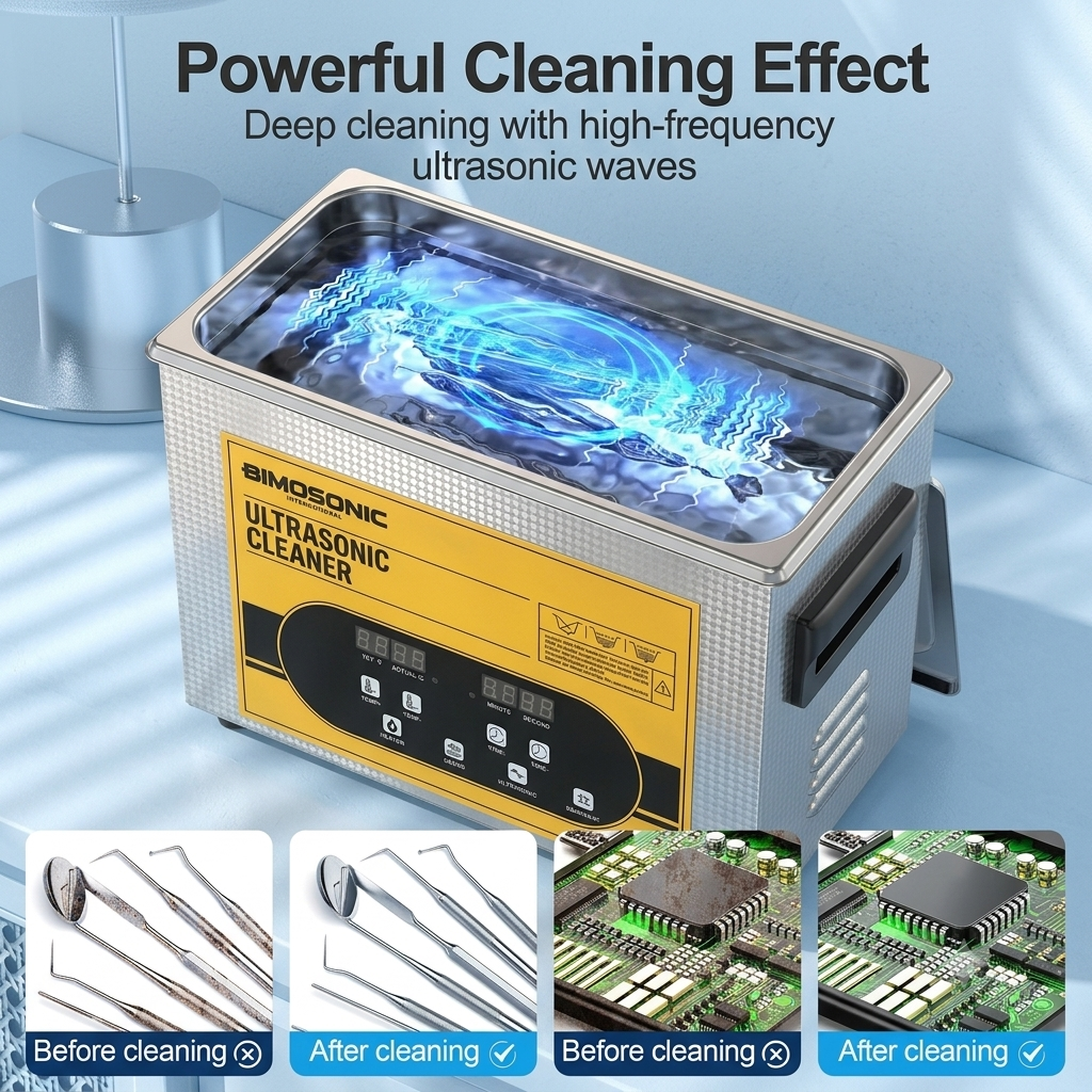Bimo 3.2L 4.5L 180W Ultrasonic Cleaner with Degassing Semiwave for Jewelry Glasses Lab