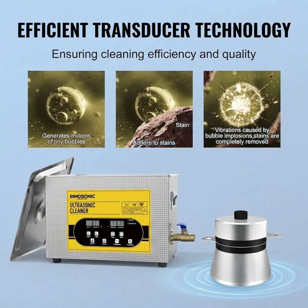 BIMOSONIC 1.3L-6.5L Digital Ultrasonic Parts Cleaner | 40kHz Sonic Washer – product details image 8