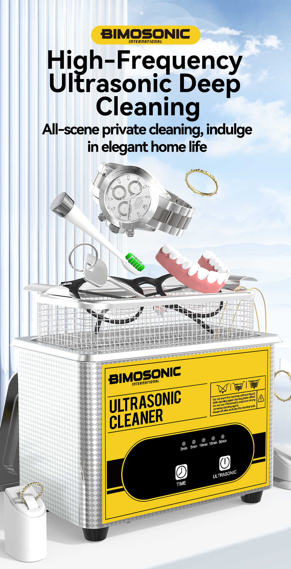 2L 40kHz Ultrasonic Jewelry Cleaning Machine with Digital Timer Degassing for Dentures Parts