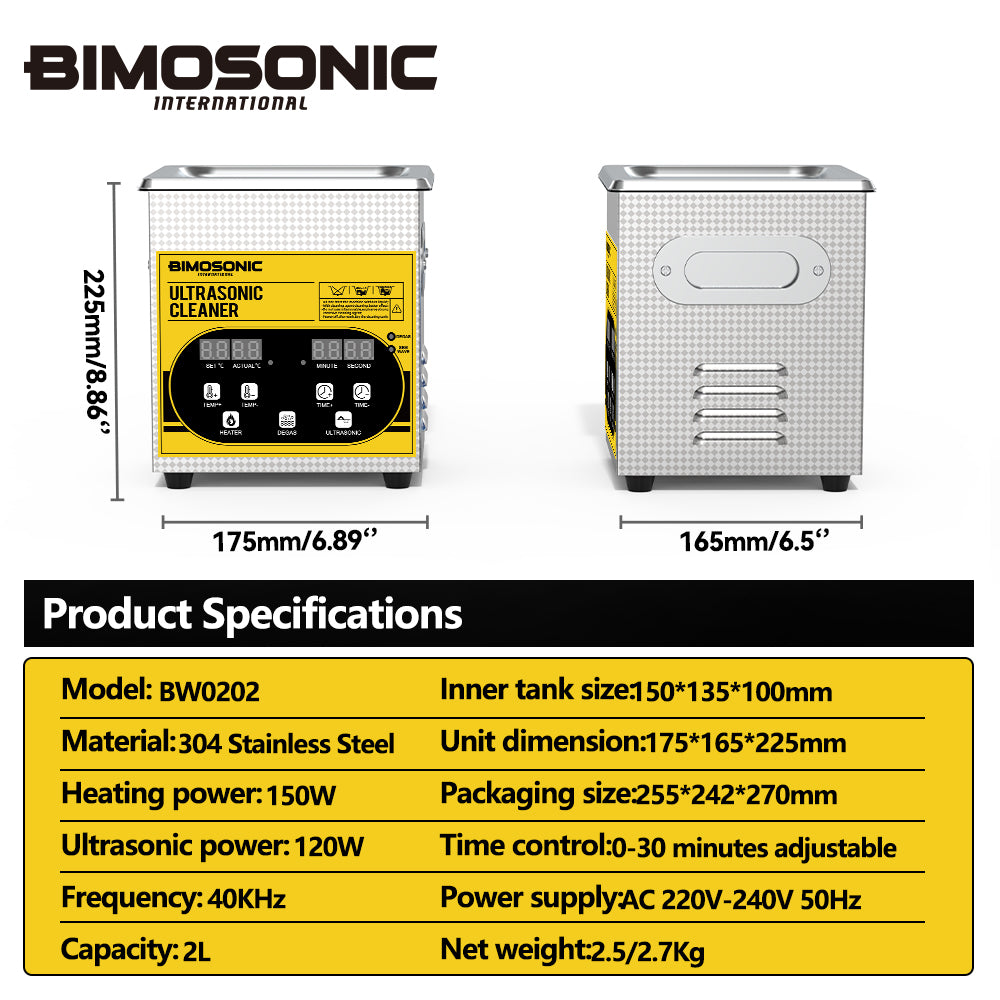 BIMOSONIC 1.3L-6.5L Digital Ultrasonic Parts Cleaner | 40kHz Sonic Washer – product details image 19