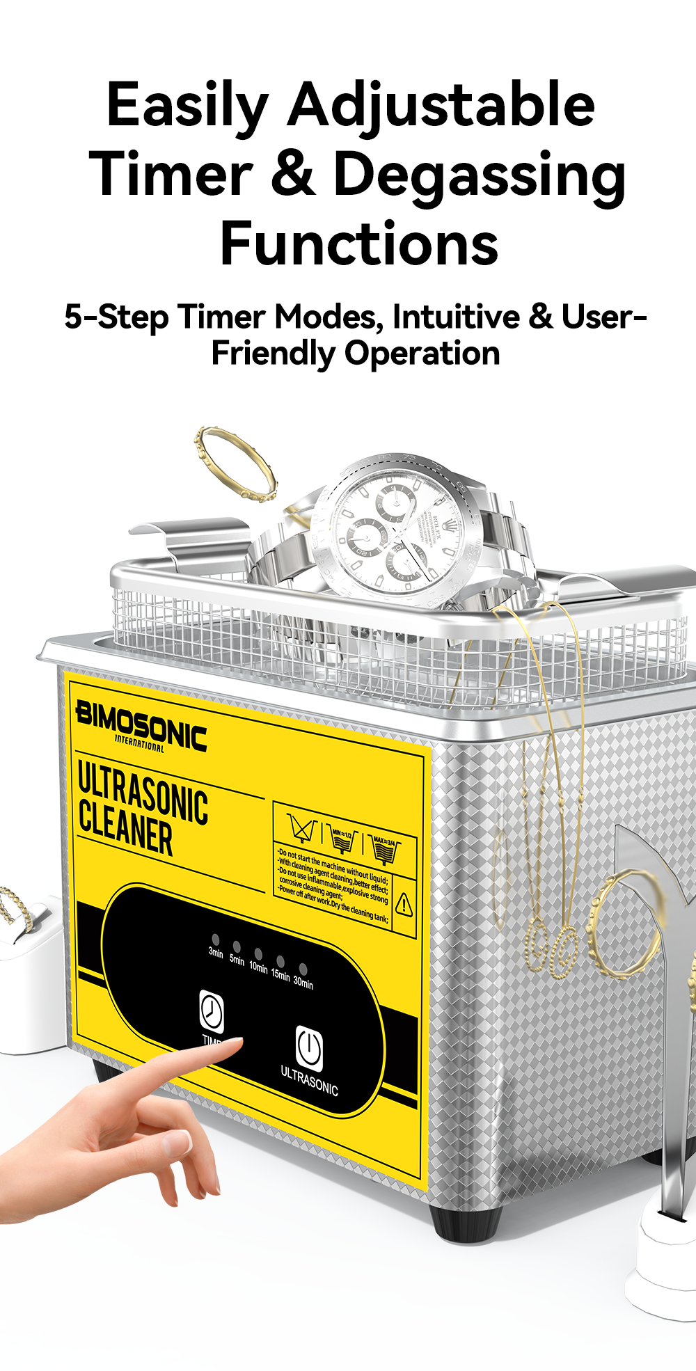 2L 40kHz Ultrasonic Jewelry Cleaning Machine with Digital Timer Degassing for Dentures Parts