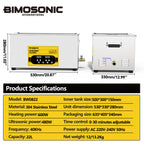 BIMOSONIC 1.3L-6.5L Digital Ultrasonic Parts Cleaner | 40kHz Sonic Washer – product details image 16