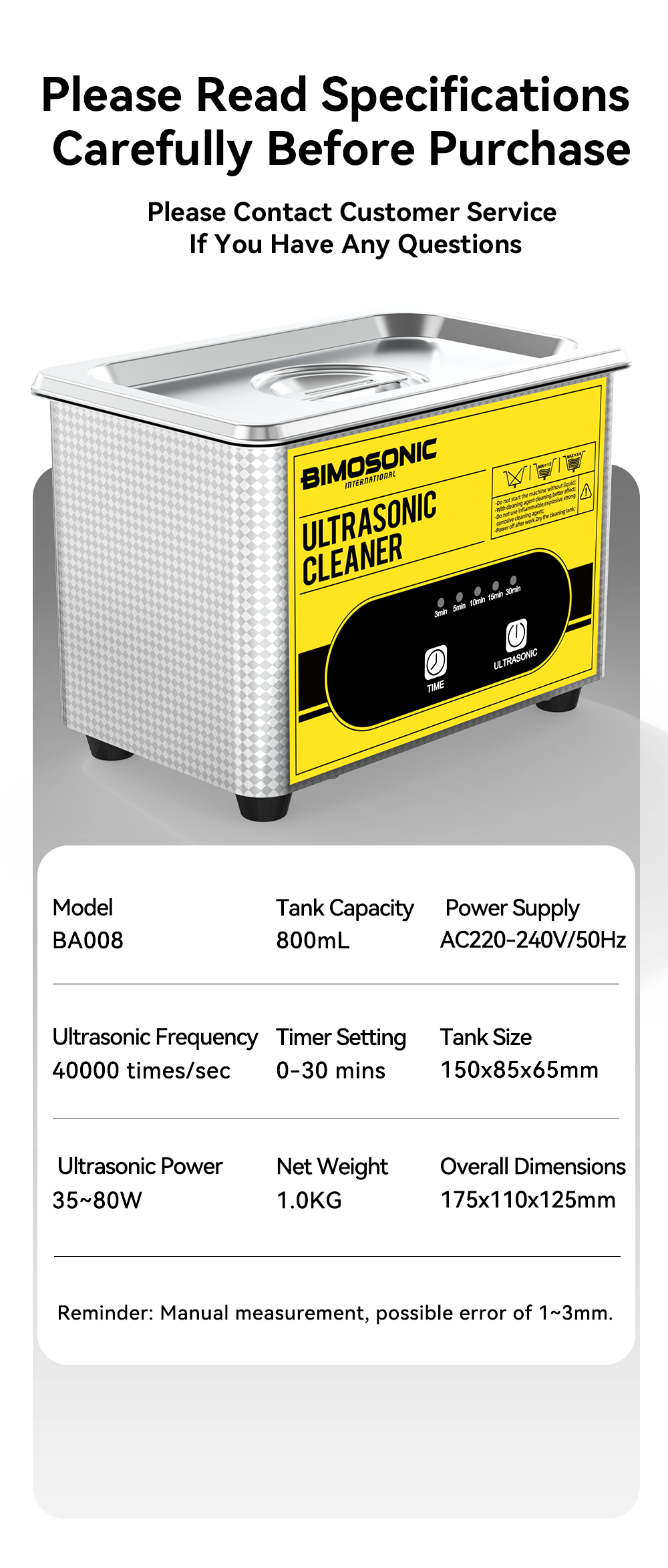 2L 40kHz Ultrasonic Jewelry Cleaning Machine with Digital Timer Degassing for Dentures Parts