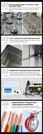 BIMOSONIC 135L 3600W Industrial Ultrasonic Cleaner for Engine Parts