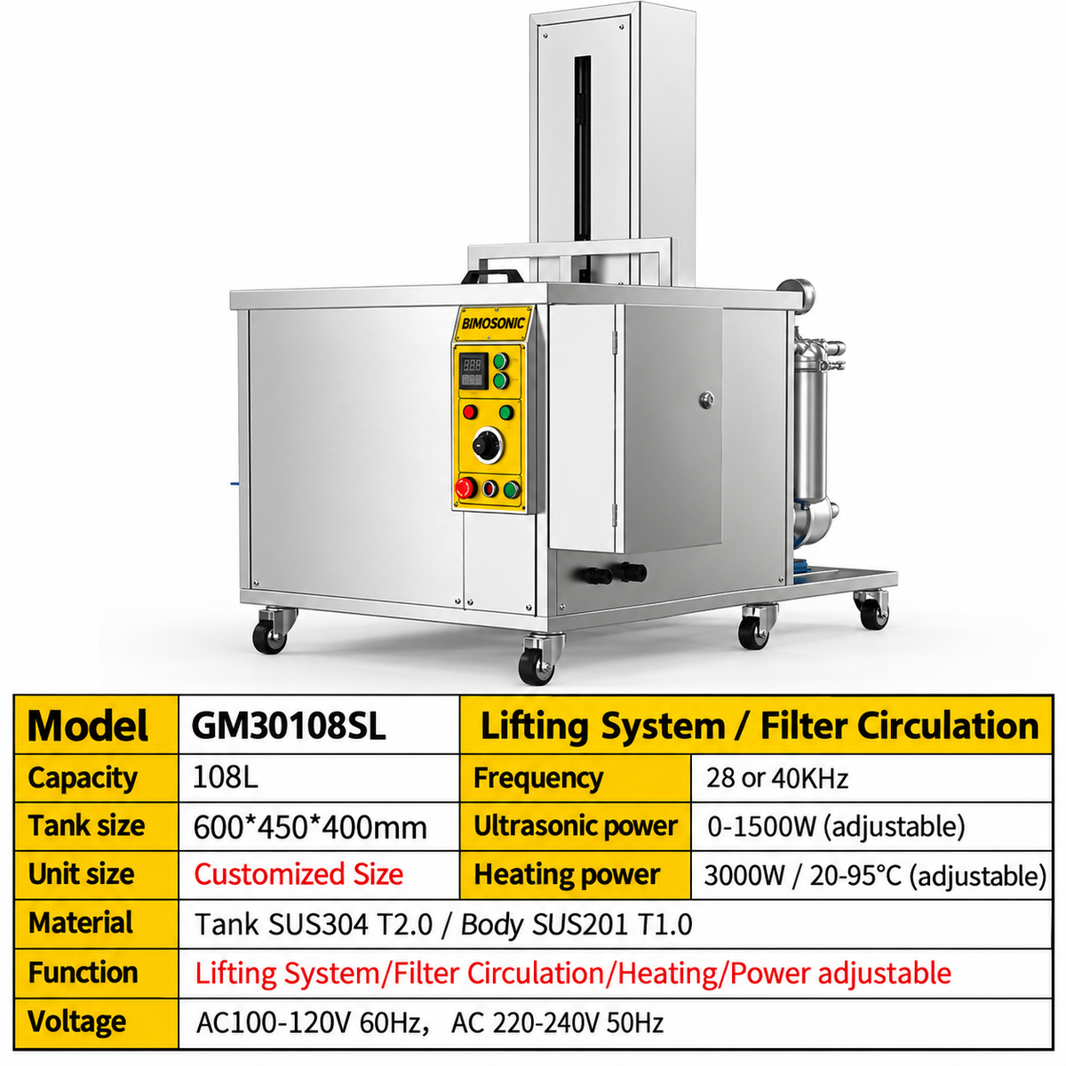 BIMOSONIC 192L Industrial Ultrasonic Cleaner with Filtration System