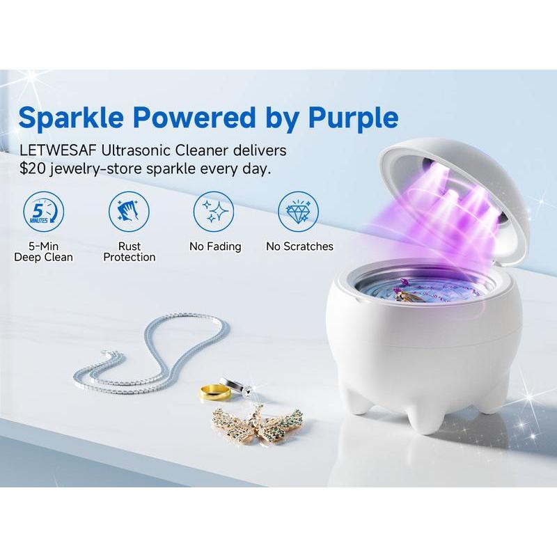 48kHz Ultrasonic Retainer Cleaner 24W for Night Guards Mouth Guards Dentures Dental 4 Modes