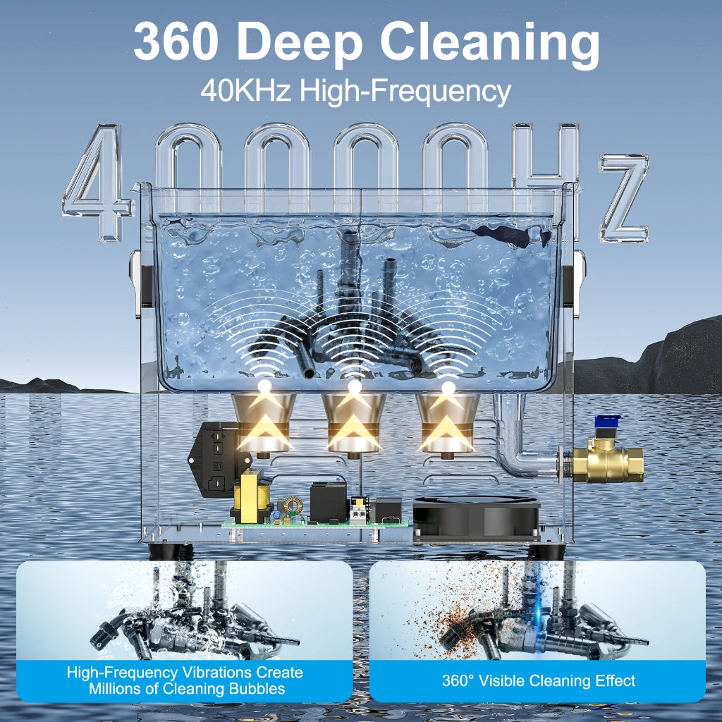 Bimo 40kHz Smart Ultrasonic Cleaning Machine 360 Deep Wash for Glasses Jewelry Multi-Function