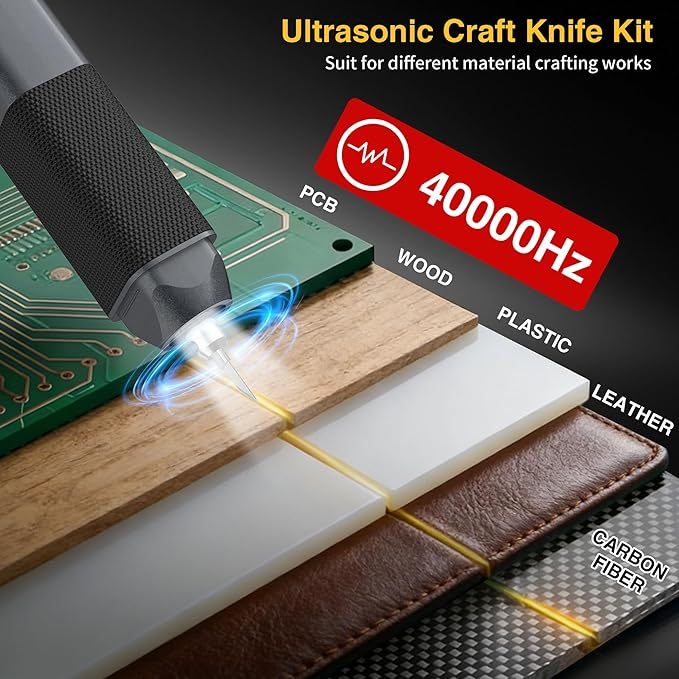 Ultrasonic Cutter Multifunctional Hand-held Craft Cutting Tool Cuts 3D Printed Models, PVC, Leather 35W 40kHz Precision Cutting Dual Functio