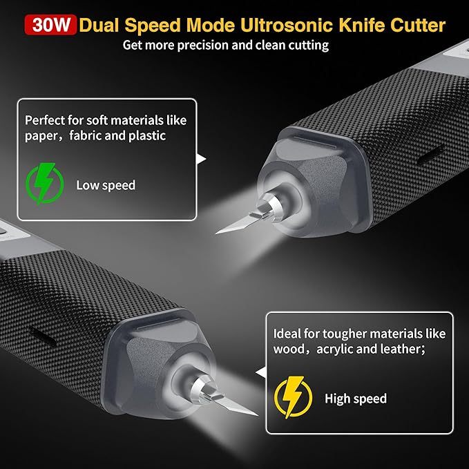 Ultrasonic Cutter Multifunctional Hand-held Craft Cutting Tool Cuts 3D Printed Models, PVC, Leather 35W 40kHz Precision Cutting Dual Functio