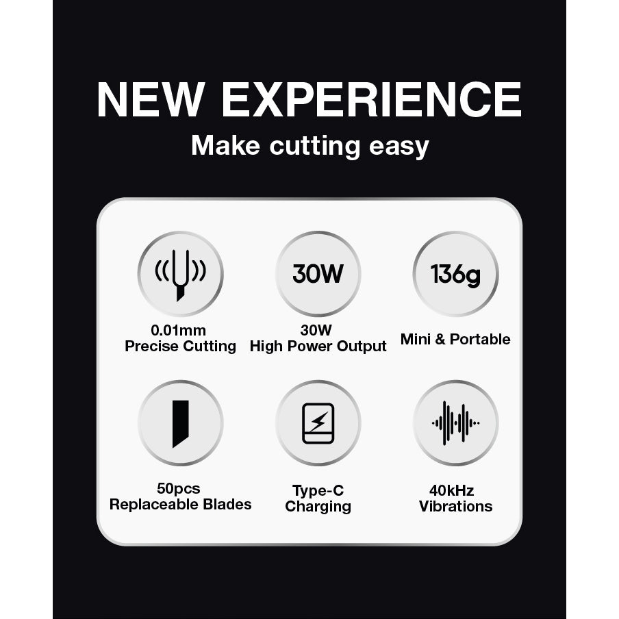Ultrasonic Cutter Multifunctional Hand-held Craft Cutting Tool Cuts 3D Printed Models, PVC, Leather 35W 40kHz Precision Cutting Dual Functio